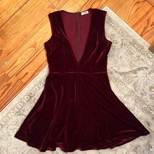 Deep V velvet mini dress